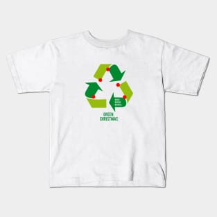 Christmas tree with recycling sign, recycle symbol Kids T-Shirt